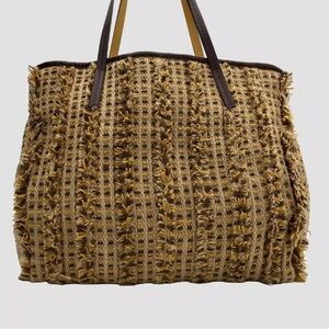 Chic Brown Tweed Tote Bag